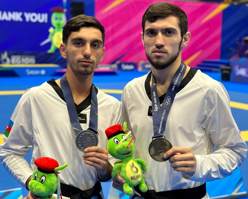 Азербайджанский спорт. Нариман Курбаналиев. Курбаналиев Исрапил. Эльданиз Багиров. Фото Саид Паши УМАХАНОВОЙ С медалями.